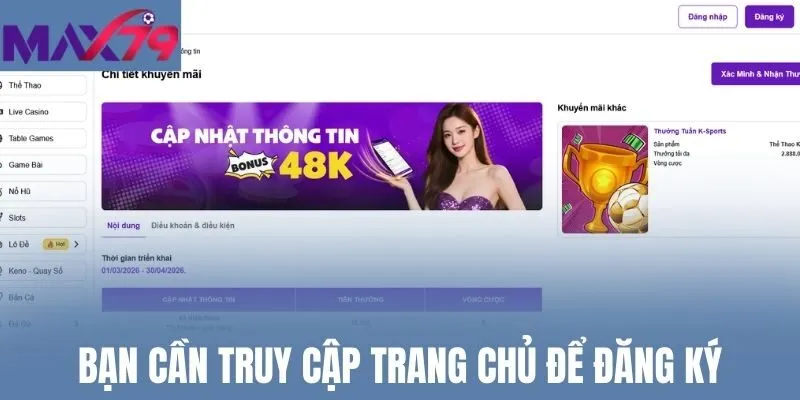 Bạn cần truy cập trang chủ để đăng ký