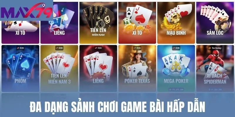 Đa dạng sảnh chơi game bài hấp dẫn