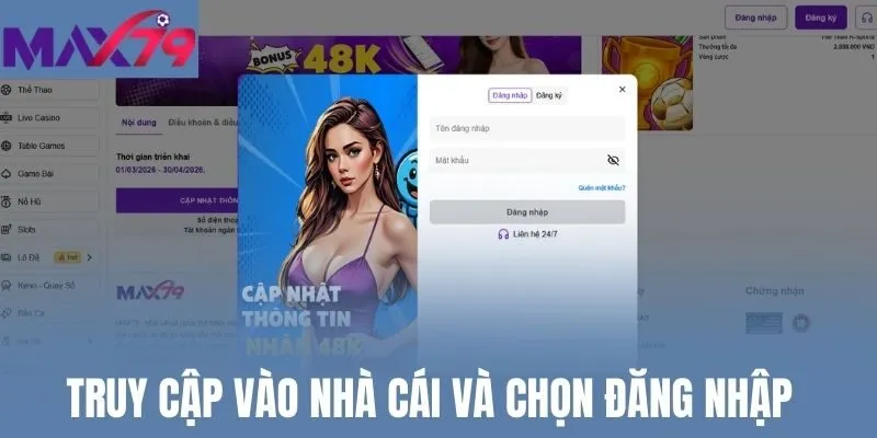 Truy cập vào nhà cái và chọn đăng nhập